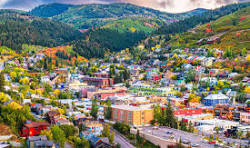 Park City Utah Main Street and mountains