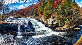 Poconos waterfall and autumn forest